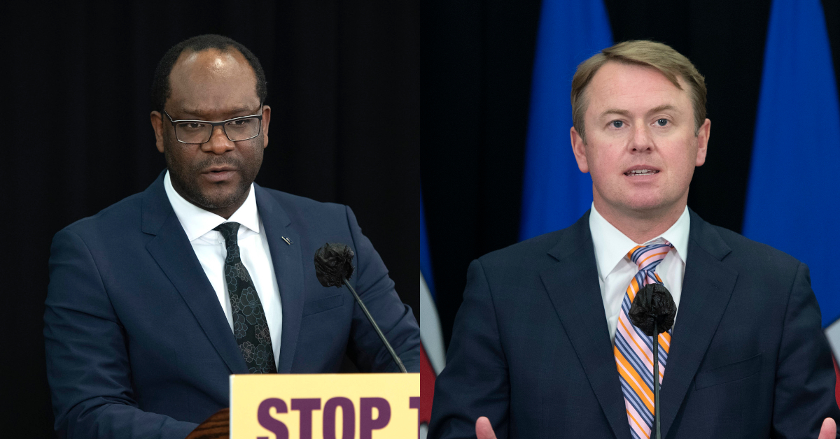 Left, Minister of Labour and Immigration Kaycee Madu, and Right, Justice Minister and Solicitor General Tyler Shandro.