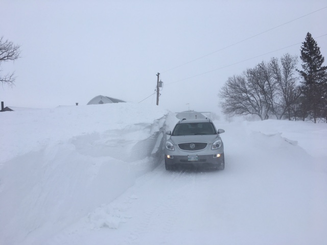 The rest of Manitoba is struggling with snow as well, as seen in this picture from east of Rosenfeld, Man.