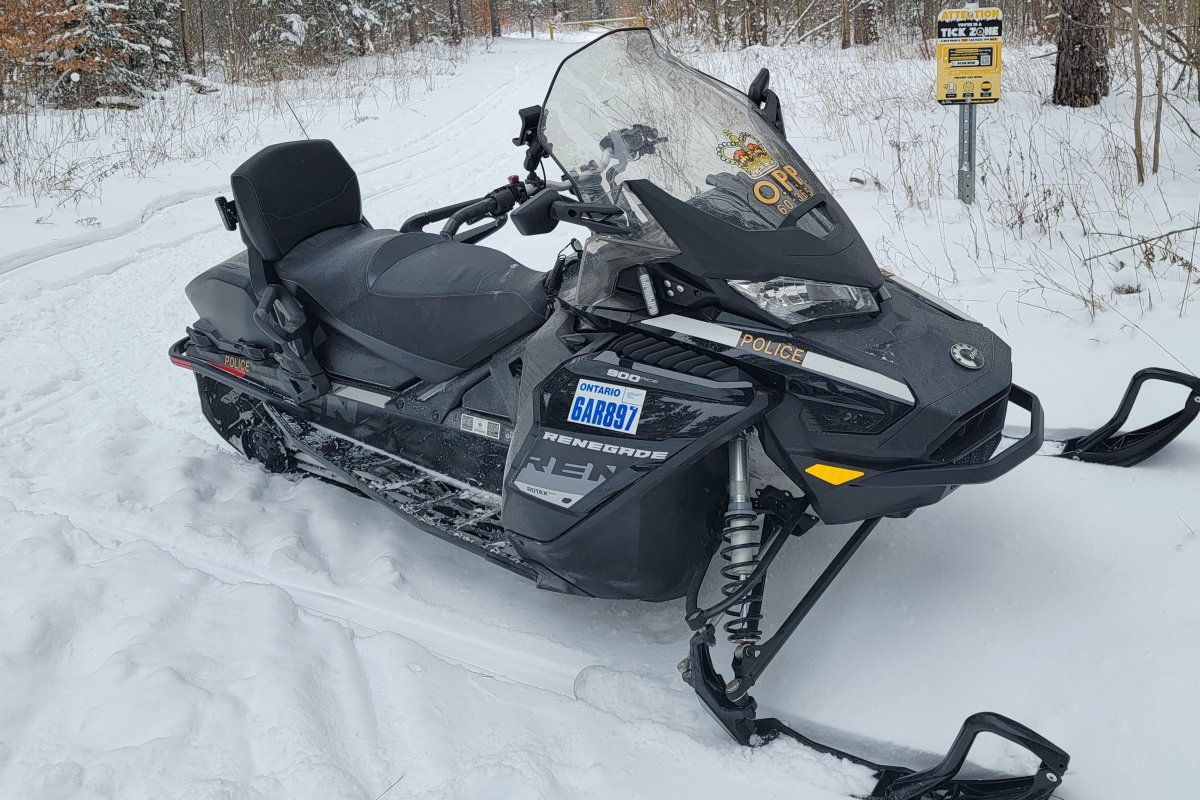 File photo. Ontario Provincial Police snowmobile.
