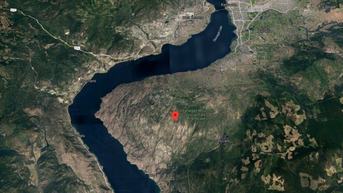 Satellite view Okanagan Mountain Provincial Park