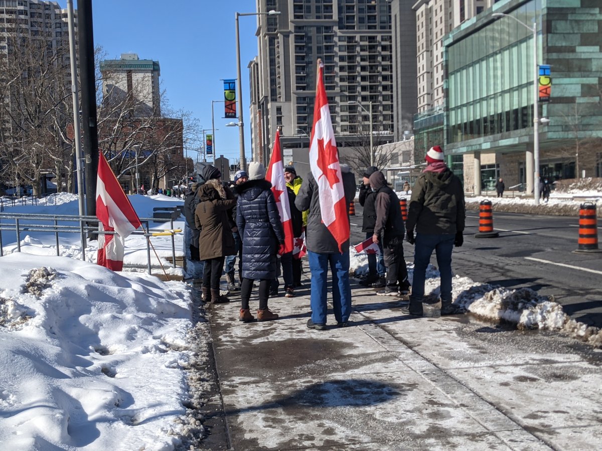 Hundreds gather outside Hamilton City Hall to show support of 'trucker convoy'