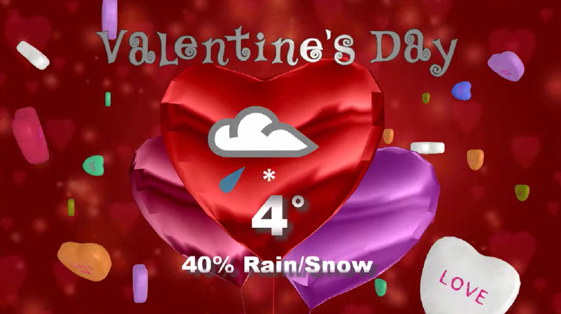 Risk of rain and snow returns for Valentine's Day.