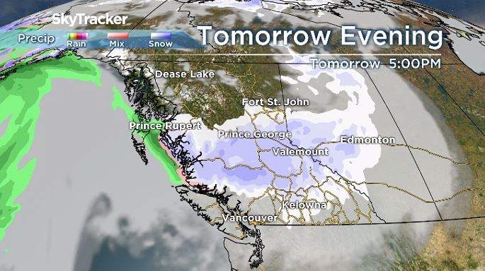 The weather forecast for the evening of Feb. 23, 2022.