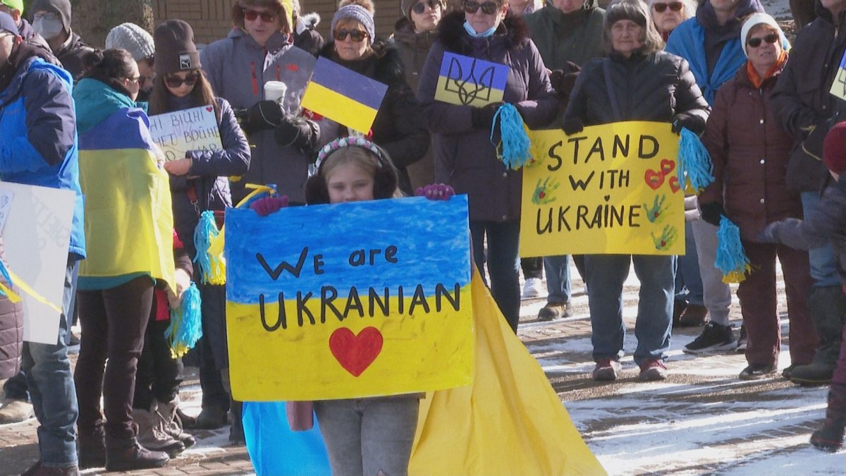 More than 100 Lethbridge community members came together on Saturday to rally in Solidarity with Ukraine.