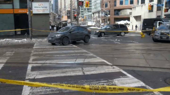 The scene of the collision at Bay and College streets.
