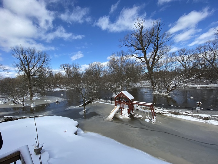 The aftermath of flooding in Brampton near the Credit River.
