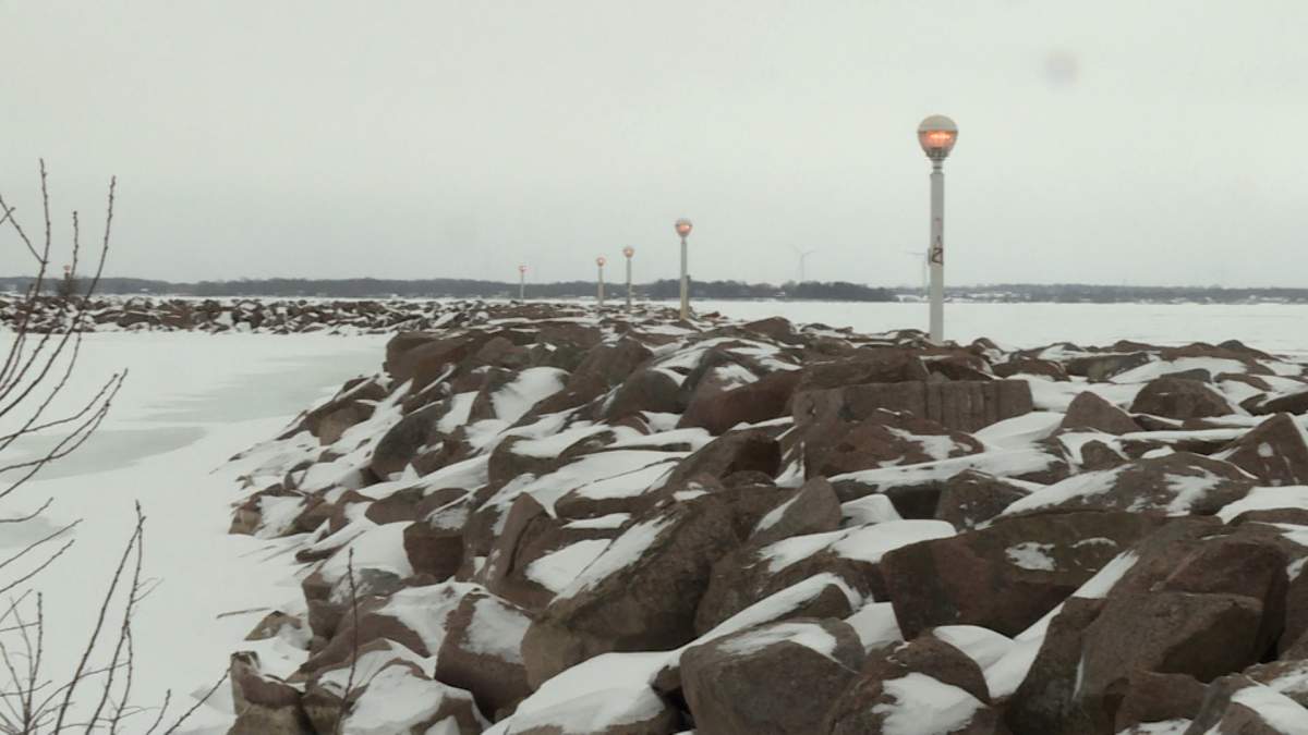 These jagged rocks that stretch nearly one kilometre into Lake Ontario are a breakwall that’s included in the city’s purchase of a water lot from the federal government.