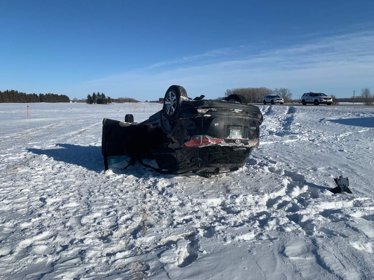 RCMP searched this vehicle Wednesday after it rolled.