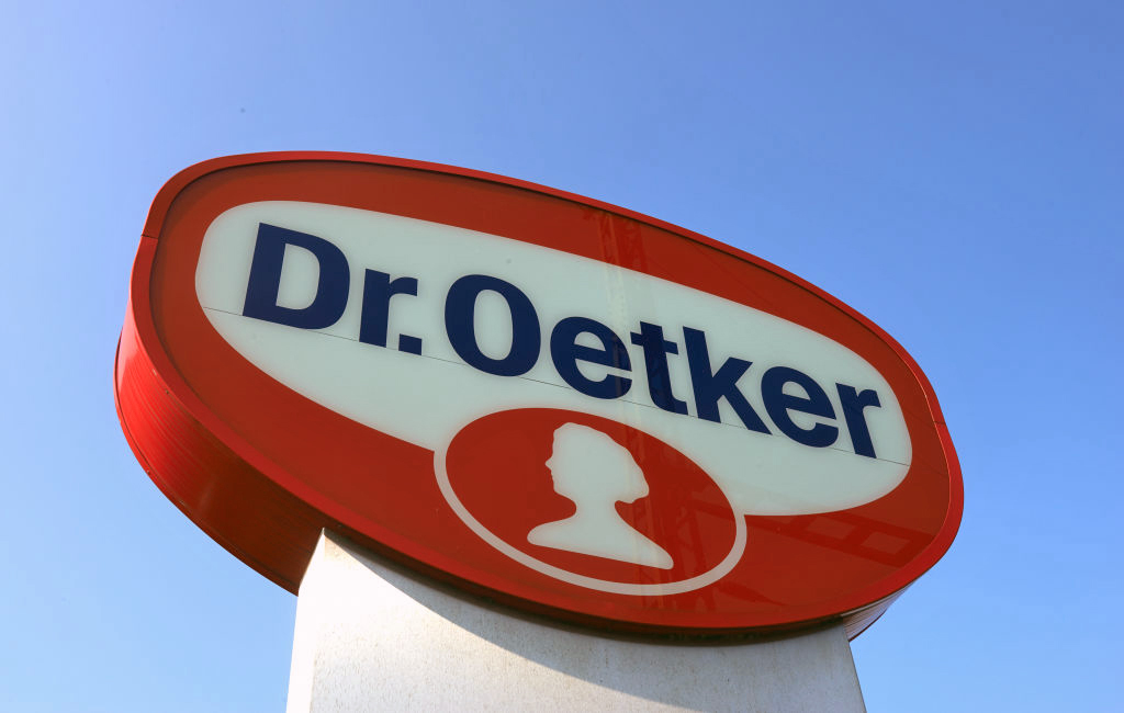 FILE - The logo of Dr. Oetker is pictured in Bielefeld, Germany, 16 April 2013.
