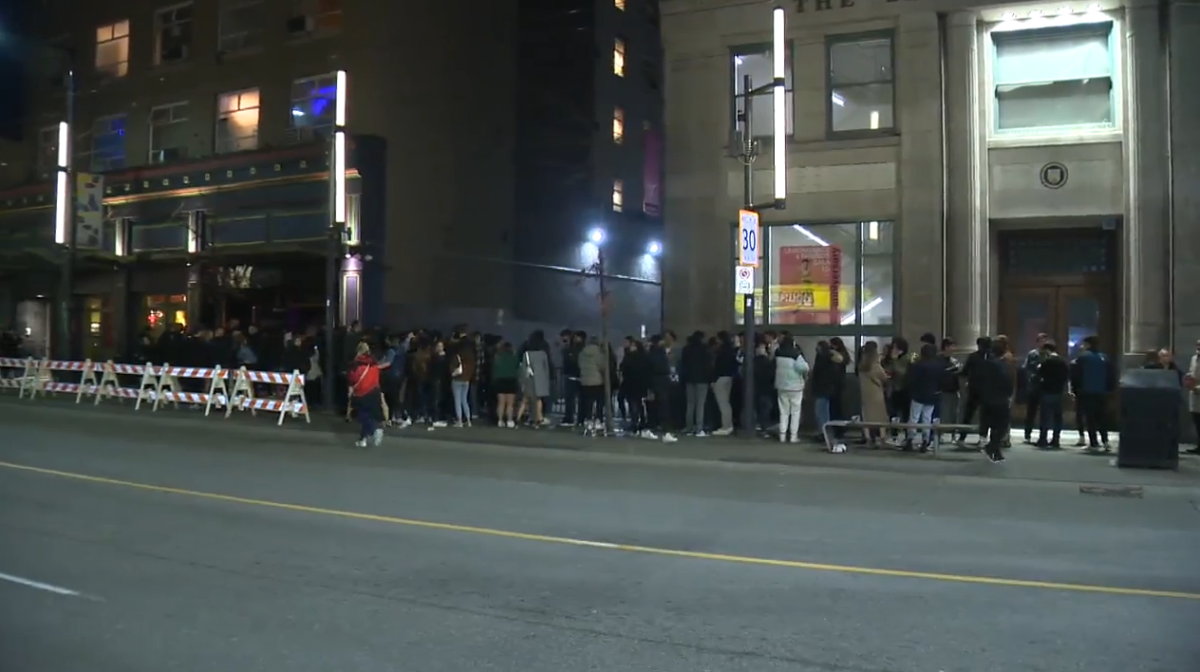 Crowds pack Vancouver's Granville Entertainment District on the first Friday after COVID-19 restrictions were lifted. 