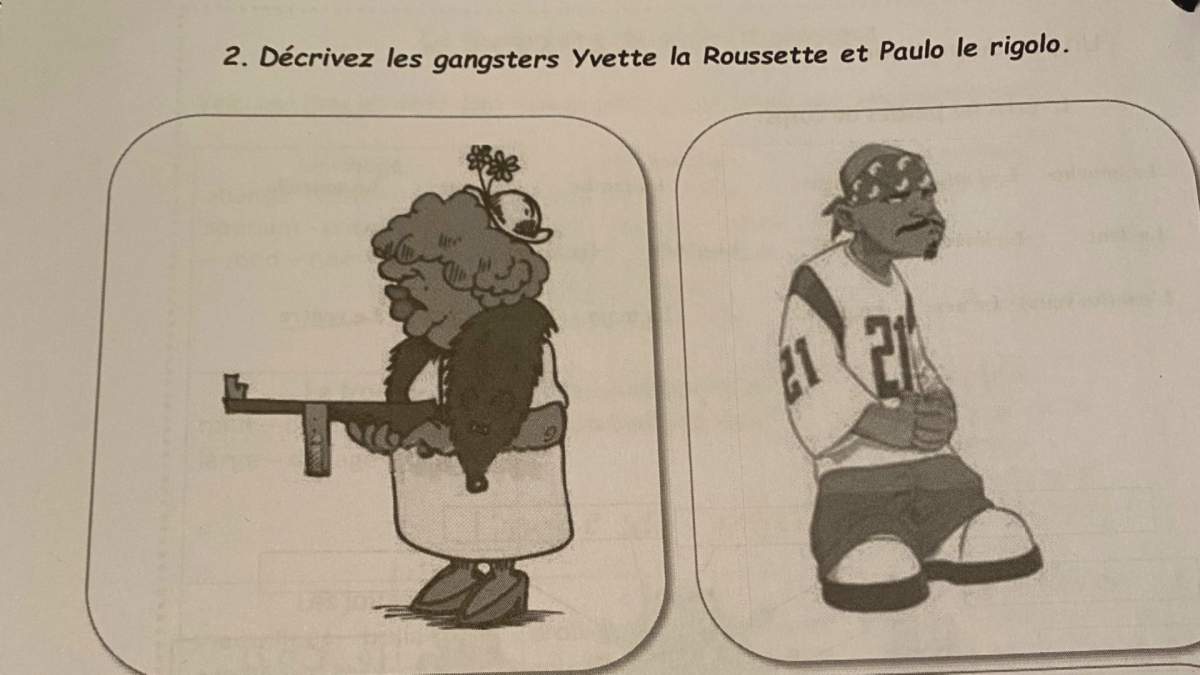 The homework included two-cartoon like depictions of gangsters portrayed as racialized people. Dan Spector/ Global News
