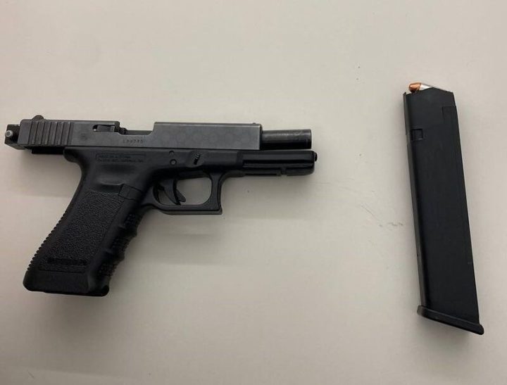 The gun allegedly seized by officers.