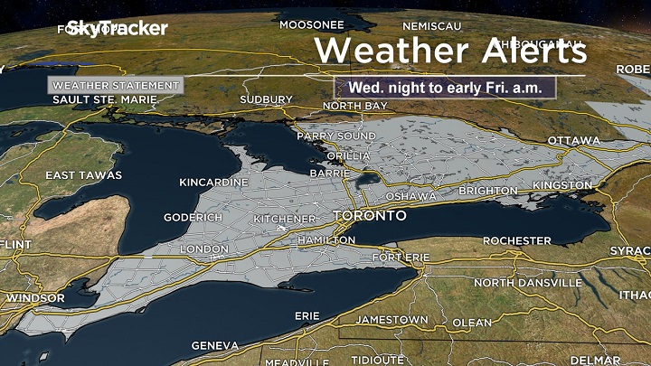 All of southern Ontario is under a special weather statement.