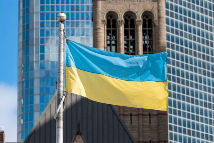 The Ukraine flag is also flying at Toronto City Hall.