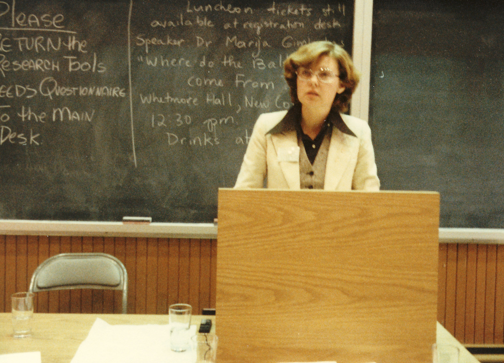 Vike-Freiberga, during a lecture at a conference in Toronto in 1978.