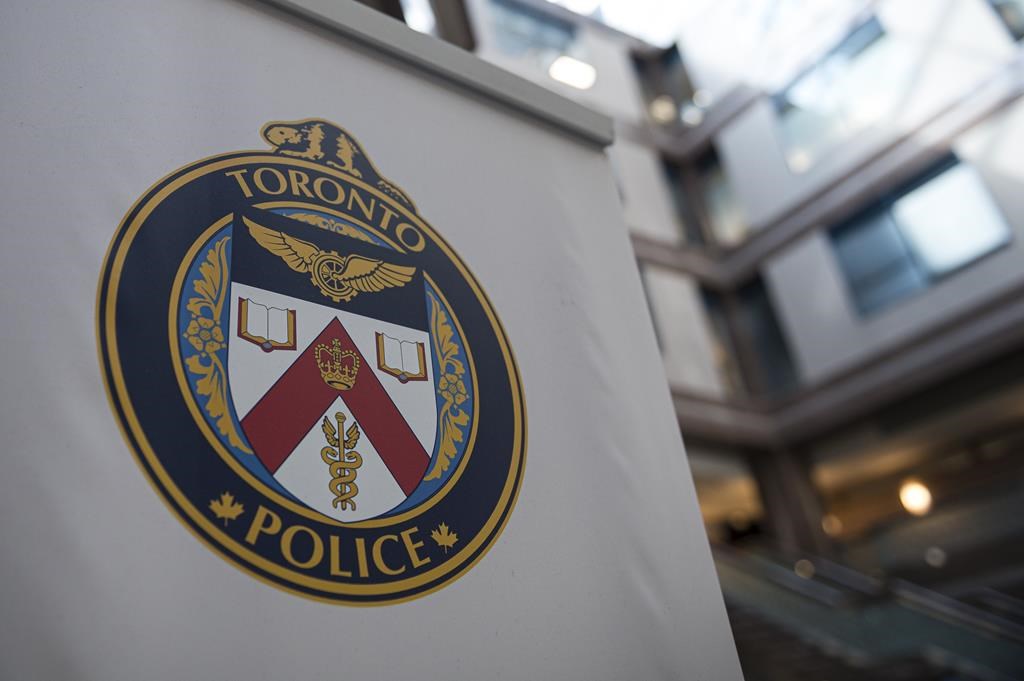 A Toronto Police Services logo is shown at headquarters, in Toronto, on Friday, August 9, 2019. 