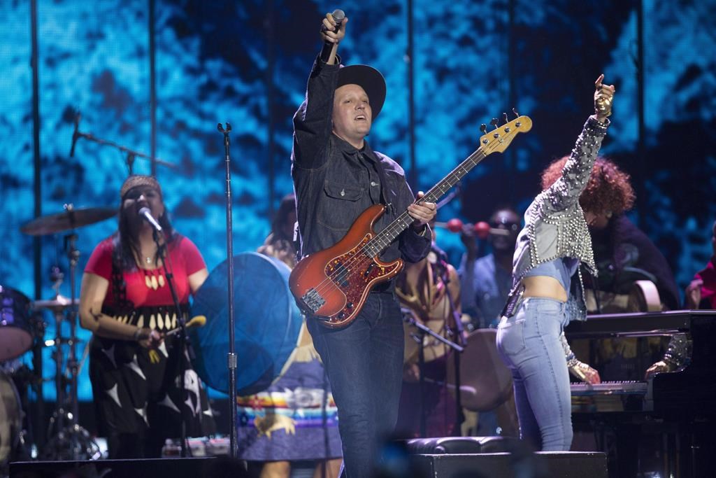 Arcade Fire performs at the Juno Awards in Vancouver, Sunday, March, 25, 2018.