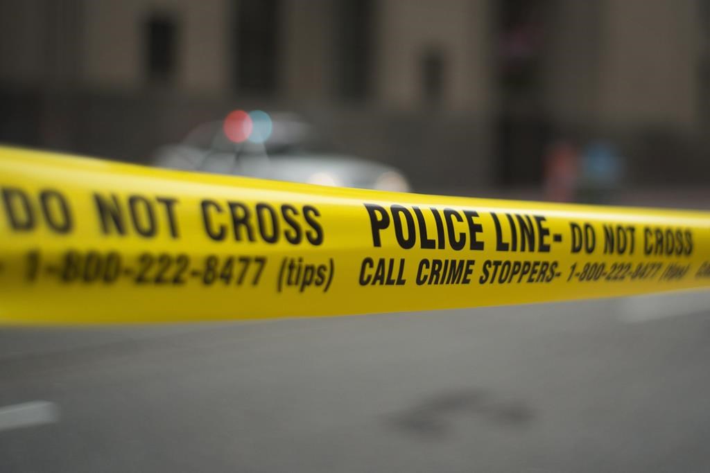 Police tape at an investigation in Toronto.
