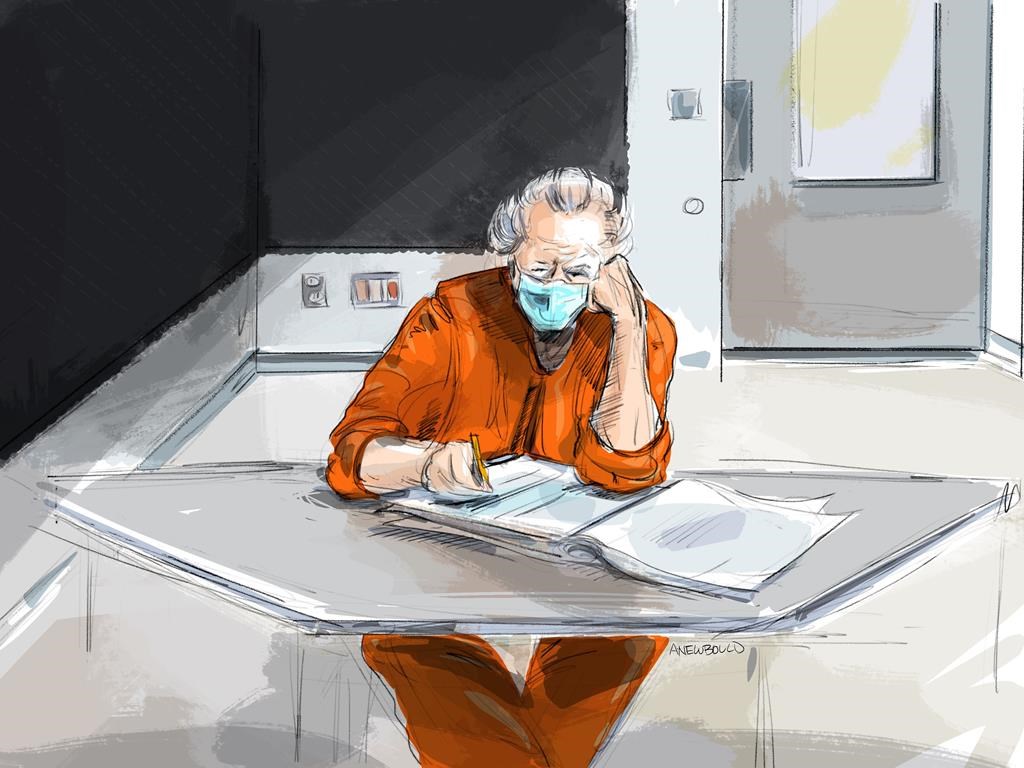 Canadian fashion mogul Peter Nygard is shown in this courtroom sketch in Toronto on Wednesday Jan. 19, 2022.