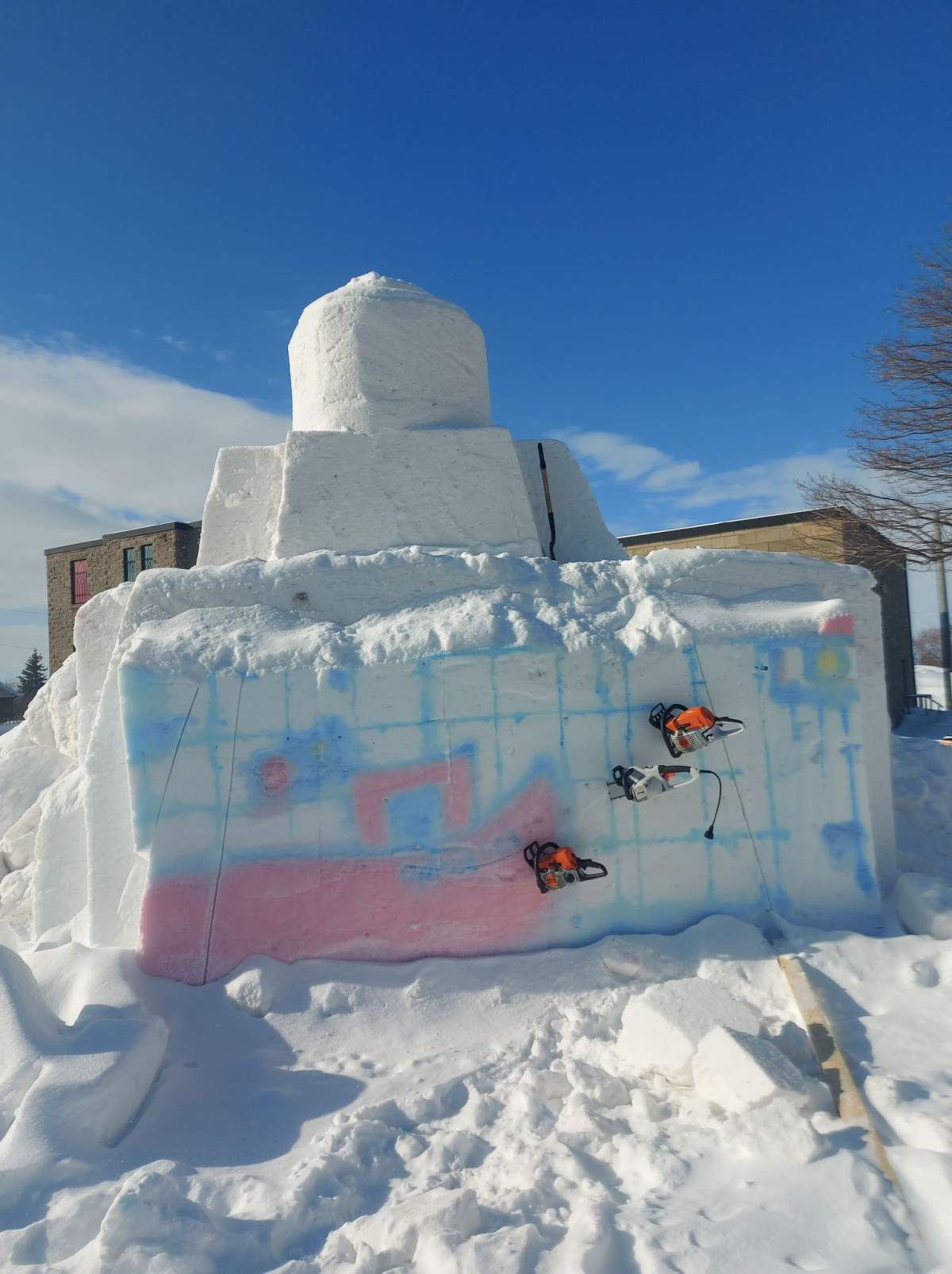 Artist builds 18-foot Lego-inspired snow sculpture in Caraquet, N.B. - image