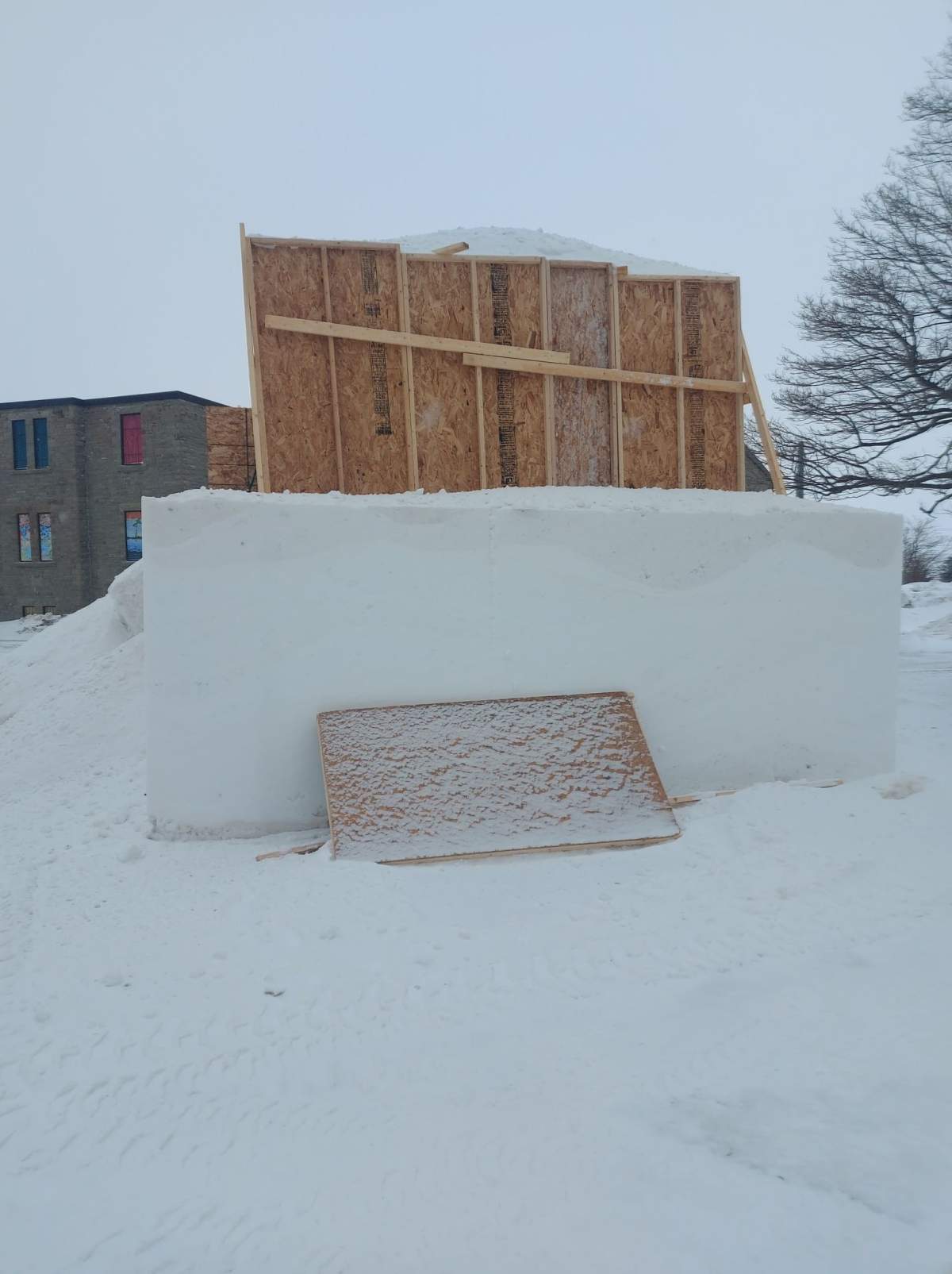 Brideau says this photo was taken when he first started the Lego-inspired sculpture.