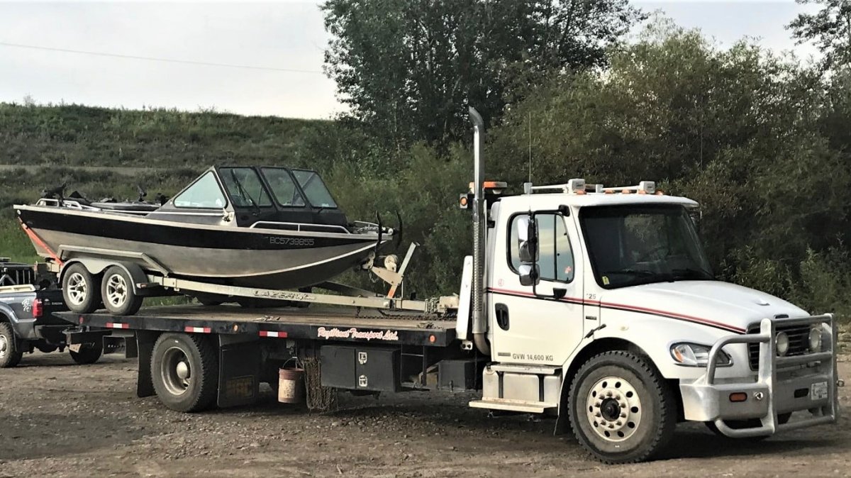 A photo of the boat being seized following an investigation B.C.’s Conservation Officer Service into fish and wildlife violations.