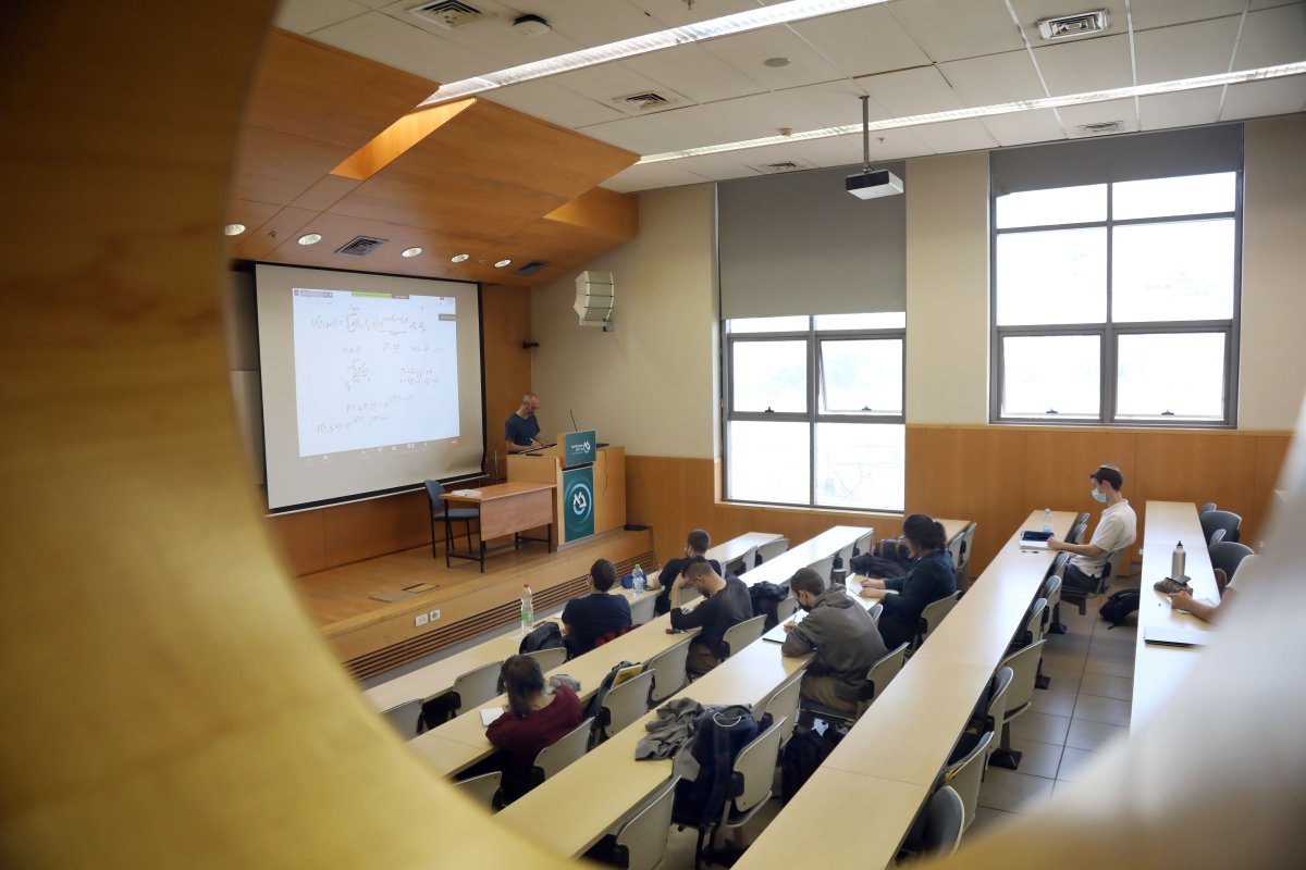 File photo. RAMAT GAN, March 16, 2021  Students study in a classroom as COVID-19 restrictions are eased at Bar Ilan University on the first day of a new semester at central Israeli city of Ramat Gan on March 14, 2021.