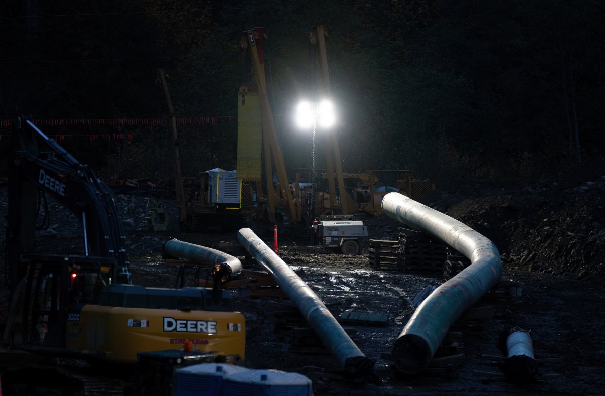 Construction of the Trans Mountain Pipeline is pictured near Hope, B.C.