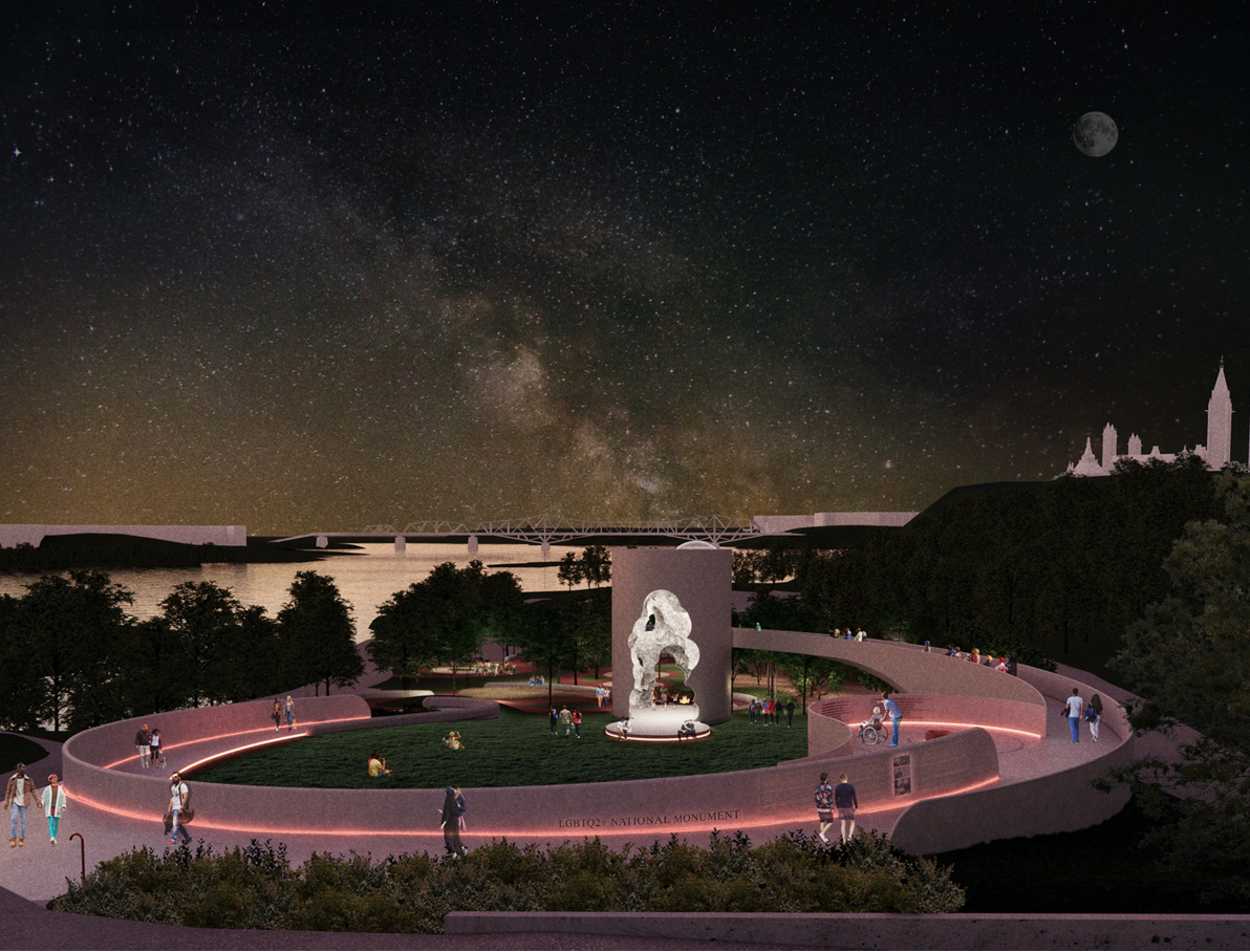An artist’s rendering of a national LGBTQ monument is shown in a handout illustration.