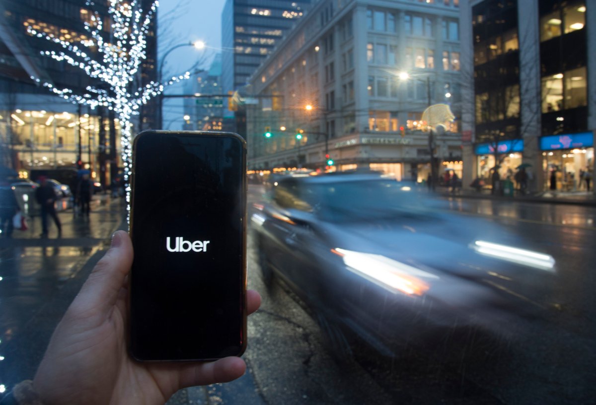 The Uber App is pictured on a smartphone in downtown Vancouver, B.C., Monday, December 30, 2019.
