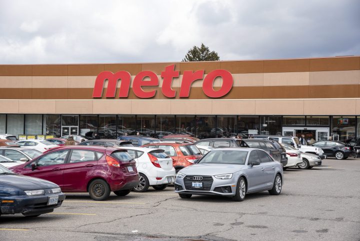A general view of a Metro grocery store's parking lot  in North York.