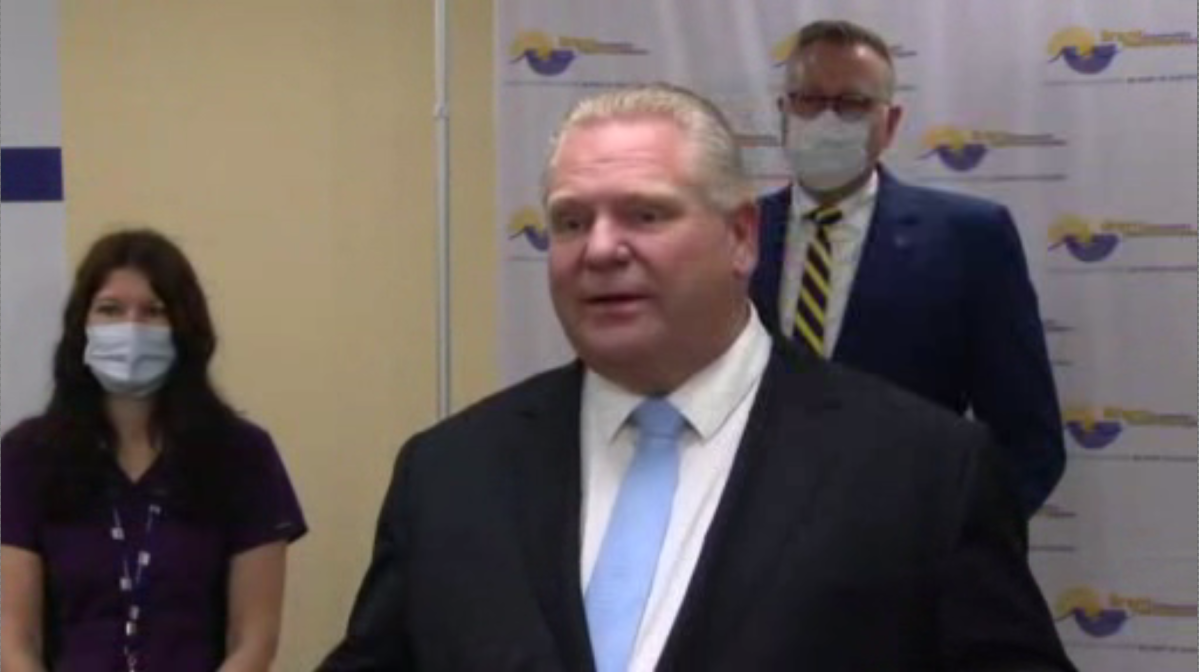 Doug Ford at Brantford General Hospital (BGH) on March 9, 2022. The Ford government is set to spend $2.5 million for the redevelopment of the BGH and Willett Hospitals in Brant County.