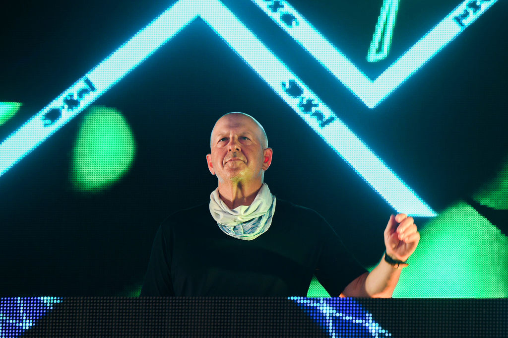 Goldman Sachs CEO David Solomon is seen DJing a concert in 2020.