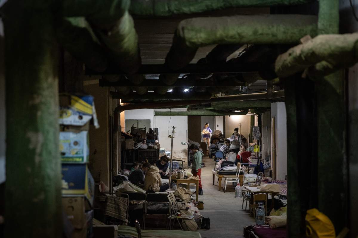 Mothers tend to their babies that are under medical treatment in the bomb shelter of the pediatric ward of Okhmatdyt Children's Hospital on February 28, 2022 in Kyiv, Ukraine.