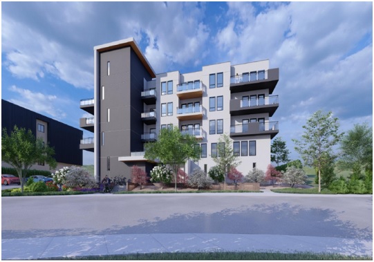 A conceptual drawing of a planned rental housing complex in Vernon, B.C.  