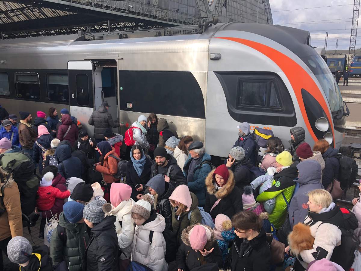 Lviv Railroad Station, western Ukraine, March 8, 2022.