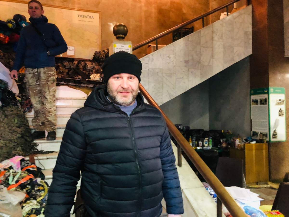 Igor Lukynik, organizing supplies for the frontlines, in Ivano-Frankivsk, Ukraine, March 11, 2022.