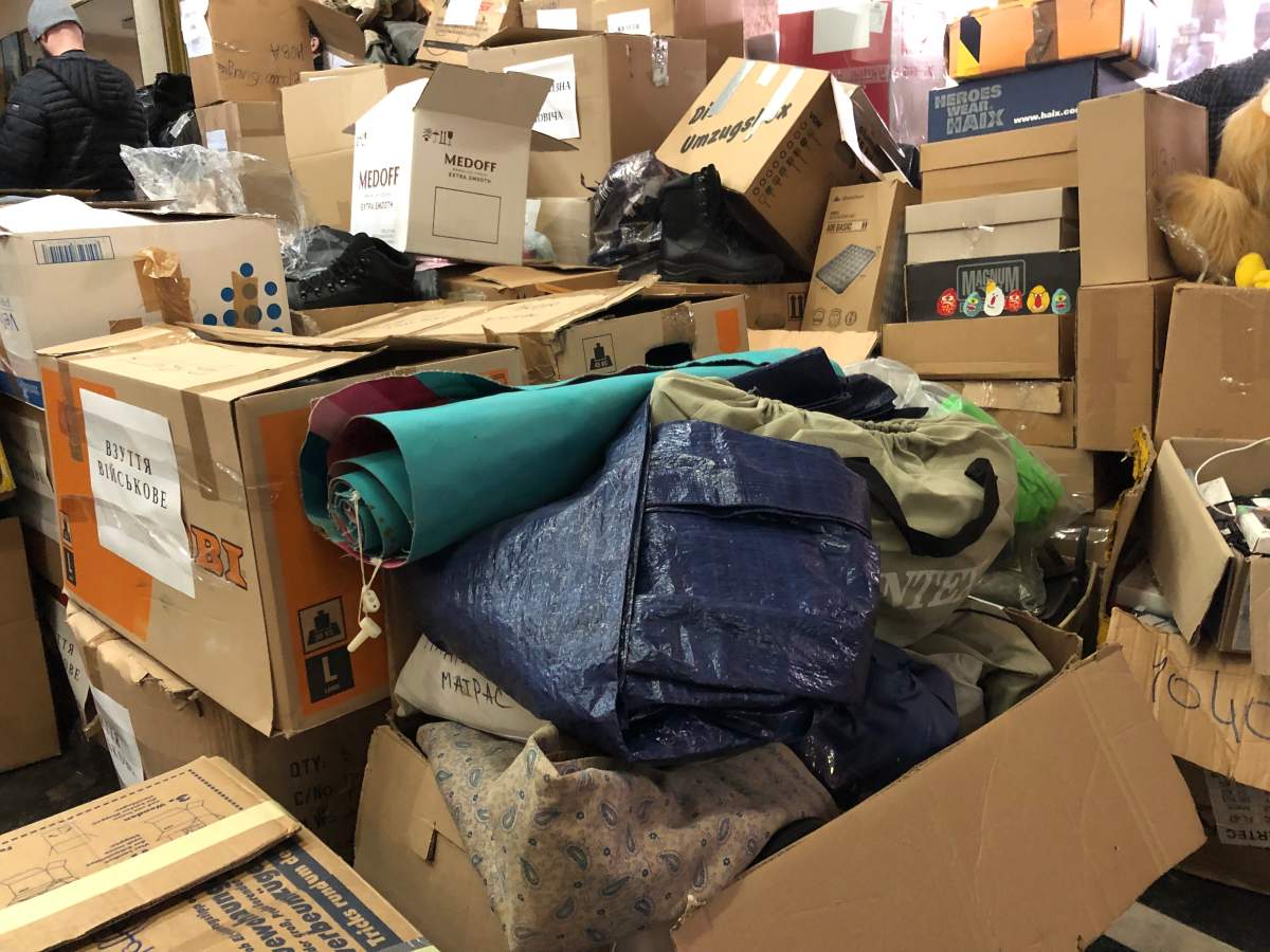 Supplies donated for civilians and soldiers, Lutsk, Ukraine, March 12, 2022.
