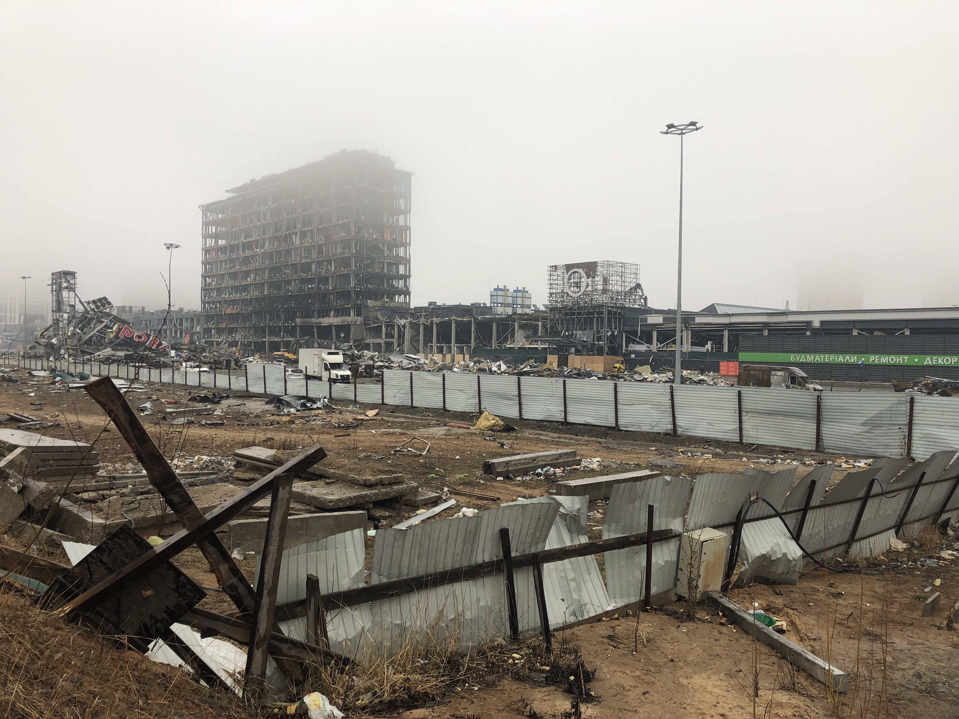 Shopping mall in Kyiv bombed by Russian forces, April 1, 2022.