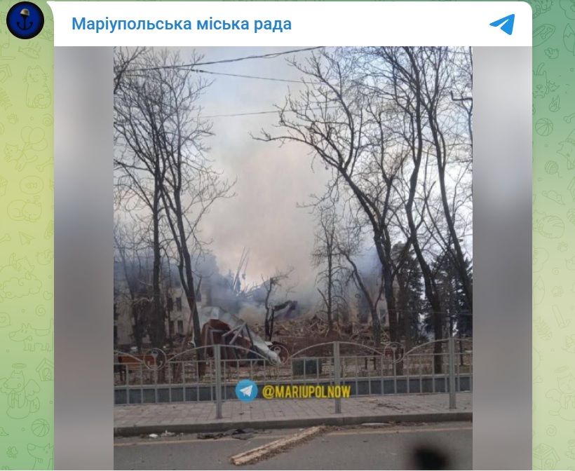 Mariupol Drama Theatre telegram screen grab