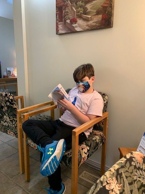 Matthew Kirkpatrick pictured here in the cardiologist’s waiting room before his stress test