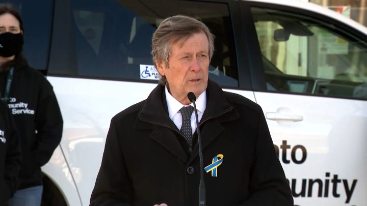 John Tory at a press conference.