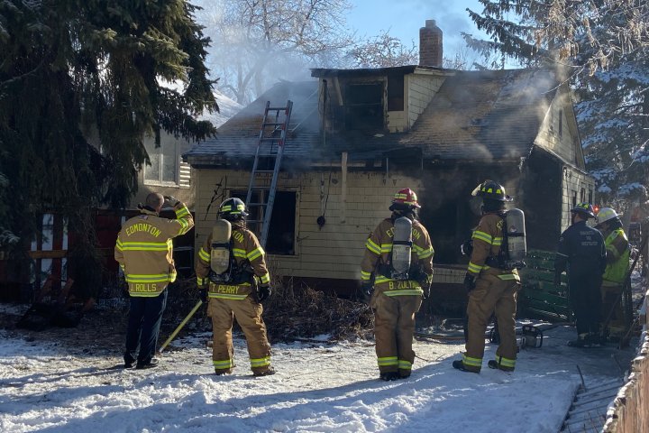 Firefighters battle blaze at north central Edmonton property