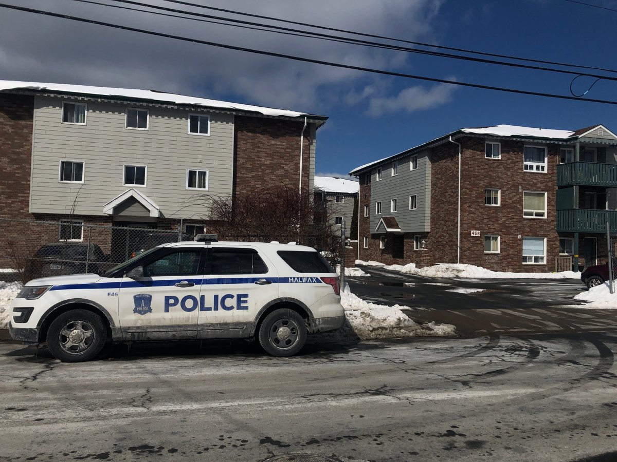 A Halifax Regional Police vehicle is seen on Elmwood Avenue in Dartmouth. A man has been charged with murder in the death of Ryan Charles Patrick Lindsay, 32.