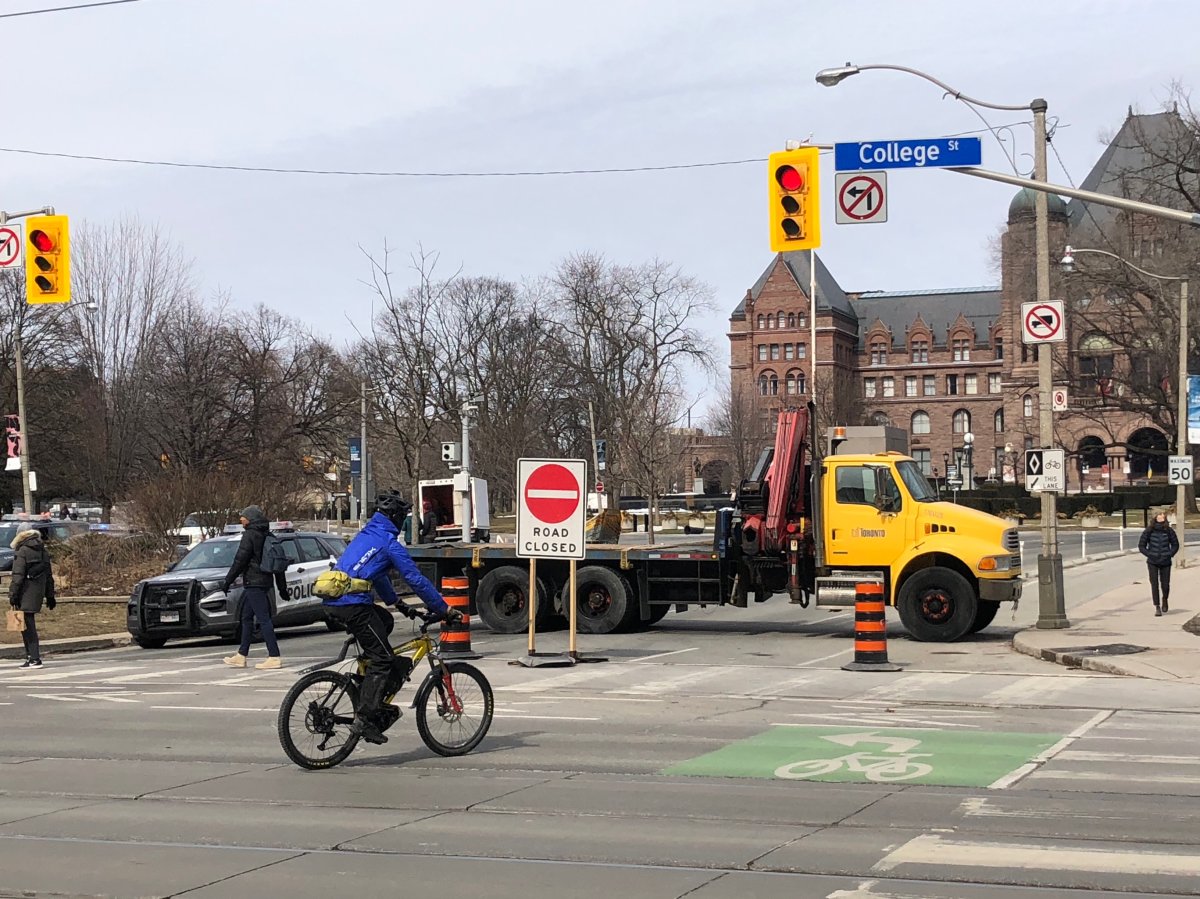 Toronto Police have closed the roads around Queen's Park on Saturday, March 5, 2022. 