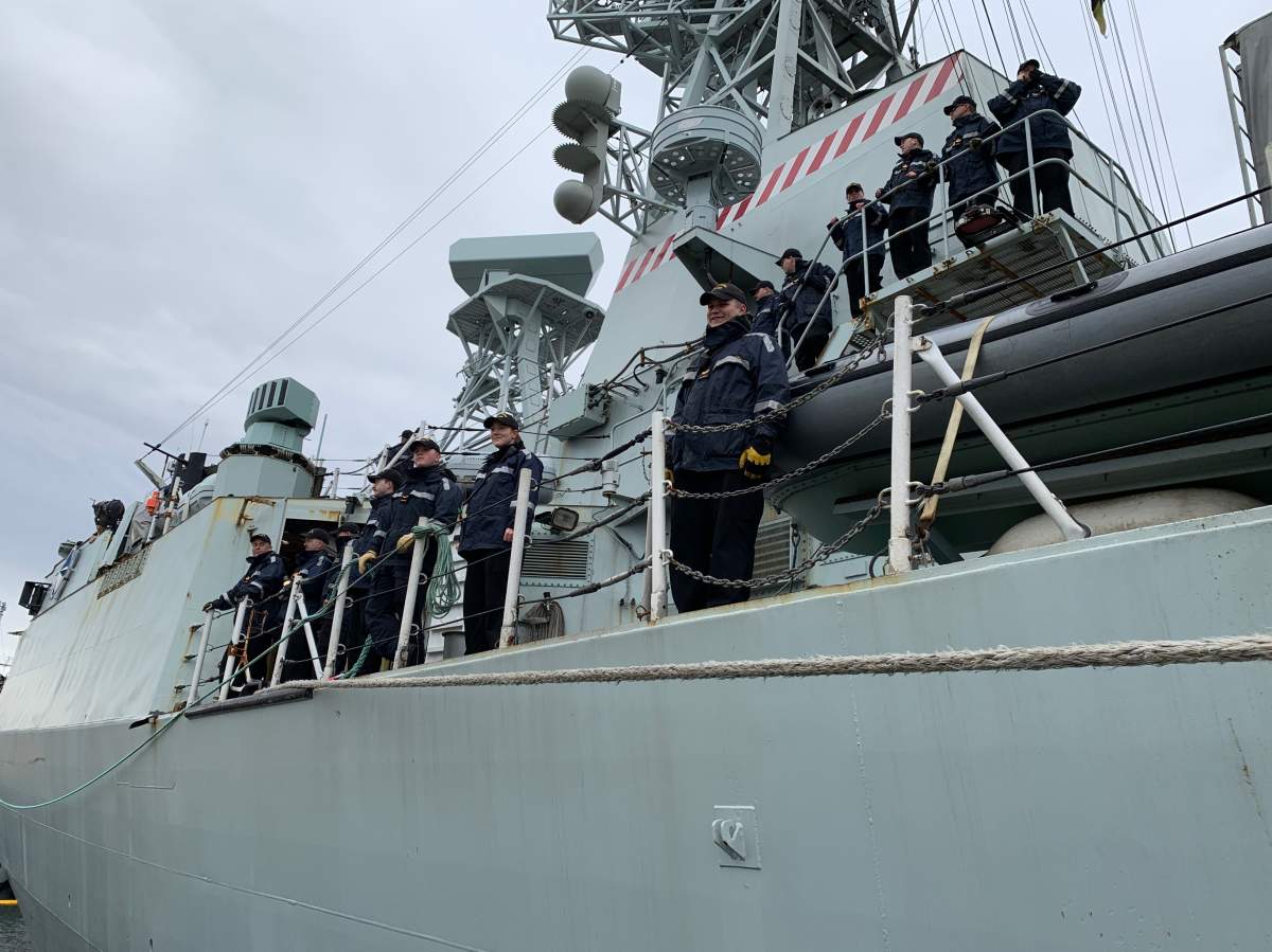 HMCS Halifax is seen on the day of its deployment to European waters as a part of NATO’s Operation Reassurance, March 19, 2022.