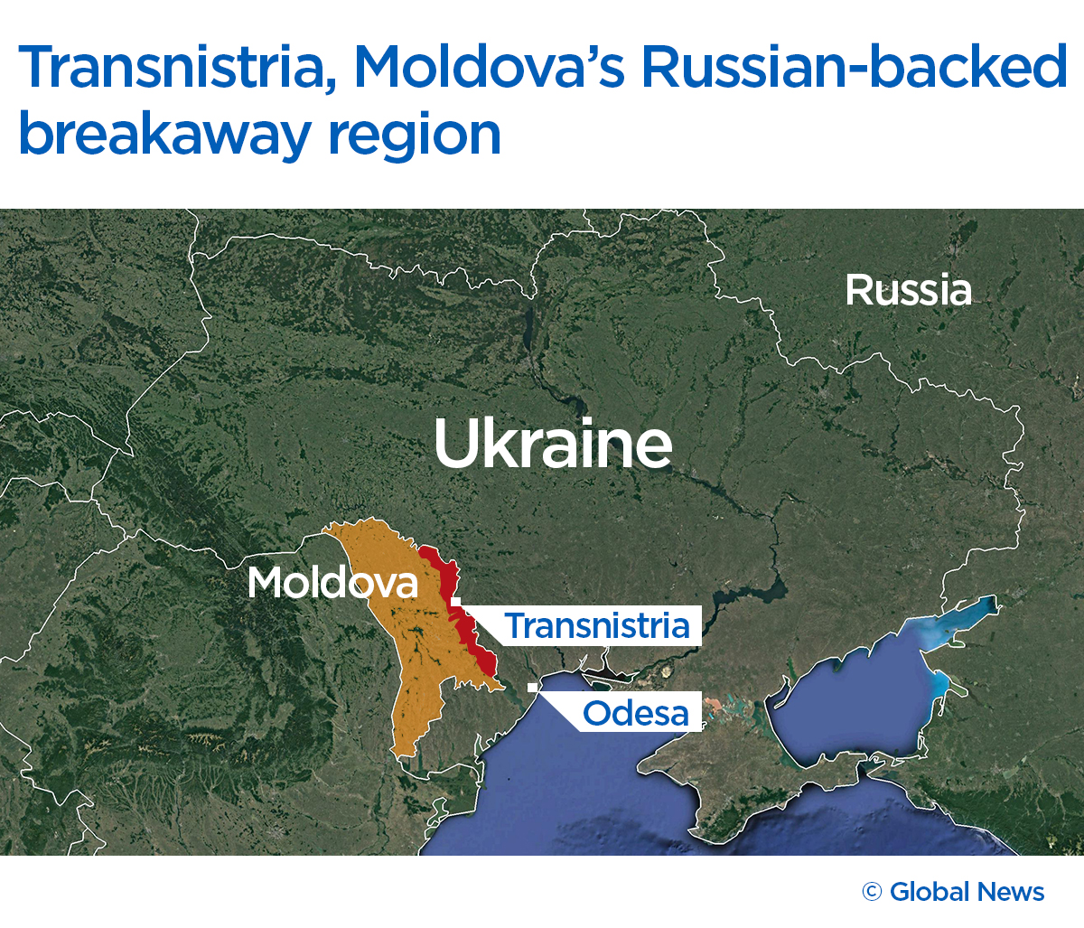 A map of the Russian-backed breakaway region of Transnistria in Moldova