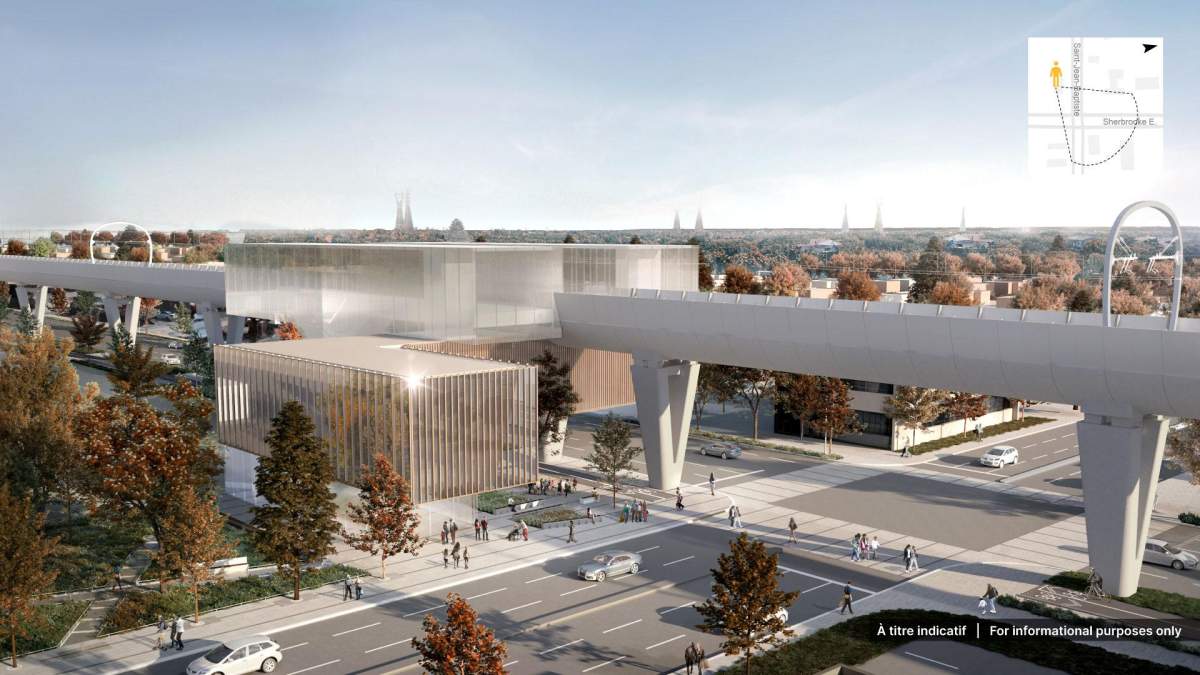 Artist renditionof the proposed REM de L'Est proposed light rail network.