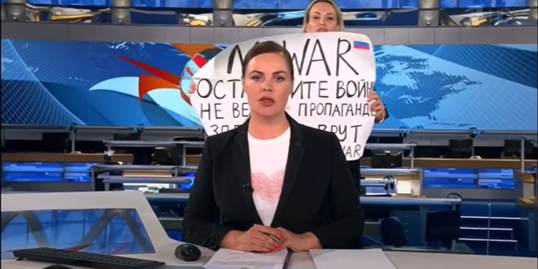Russian TV employee storms live broadcast with anti-war message: 'They are lying to you here'