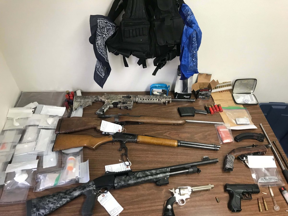 Four men from the Witchekan Lake First Nation face over 60 charges after Spiritwood RCMP performed a search warrant at a local residence and seized drugs and firearms.